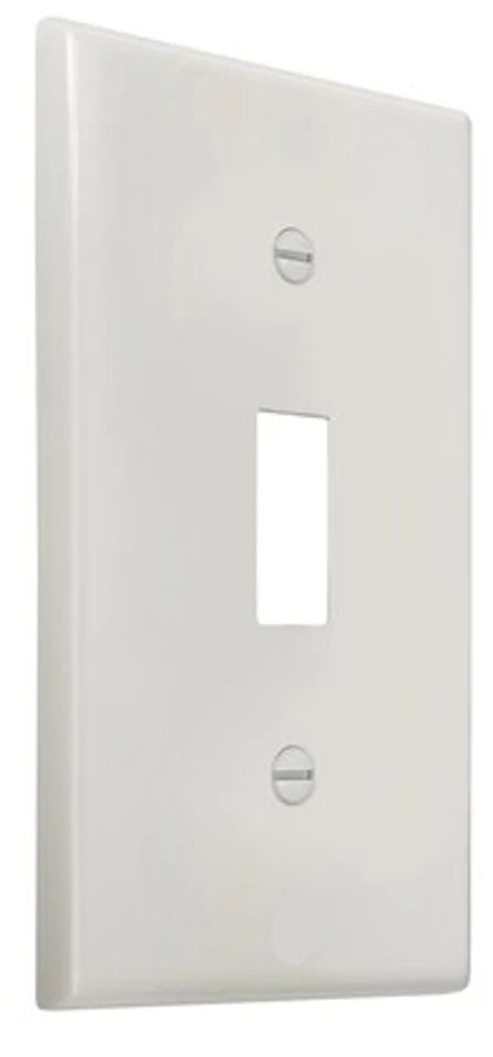 Plastic Toggle Single Gang Switch Plate (White) (9011963)